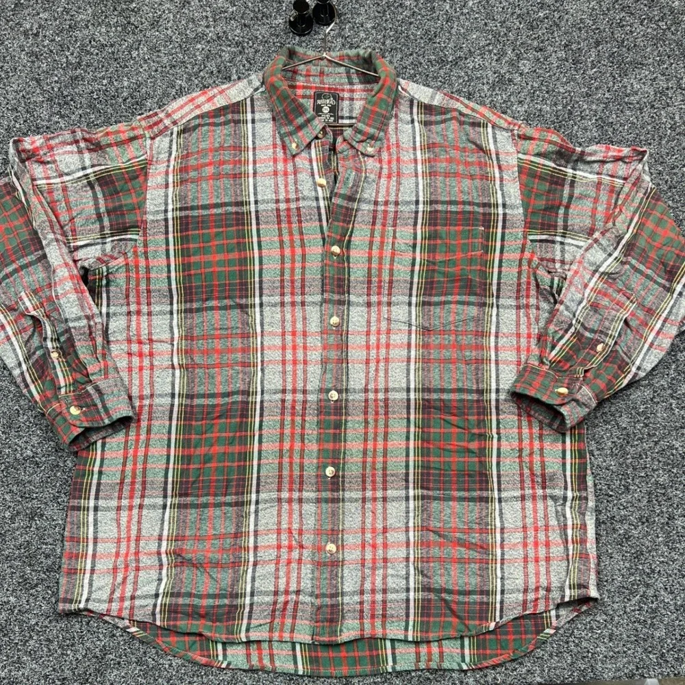 RedHead Shirt Mens 2XL Plaid Flannel Button Down Green Red Gray 100% Cotton - Picture 1 of 6